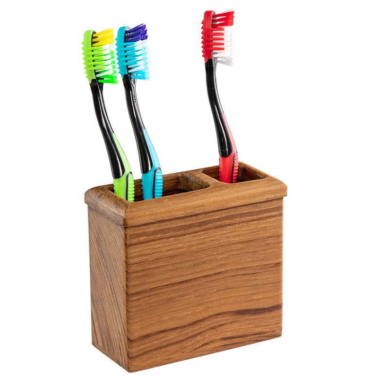 Whitecap Square Toothbrush Holder (Oiled) - Teak [63111] - Houseboatparts.com