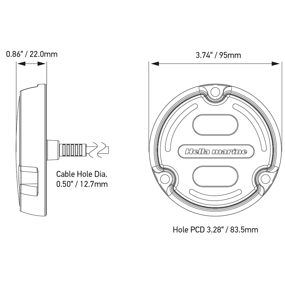 Hella Marine Apelo A2 Blue White Underwater Light - 3000 Lumens - Black Housing - Charcoal Lens w/Edge Light [016147-001] - Houseboatparts.com