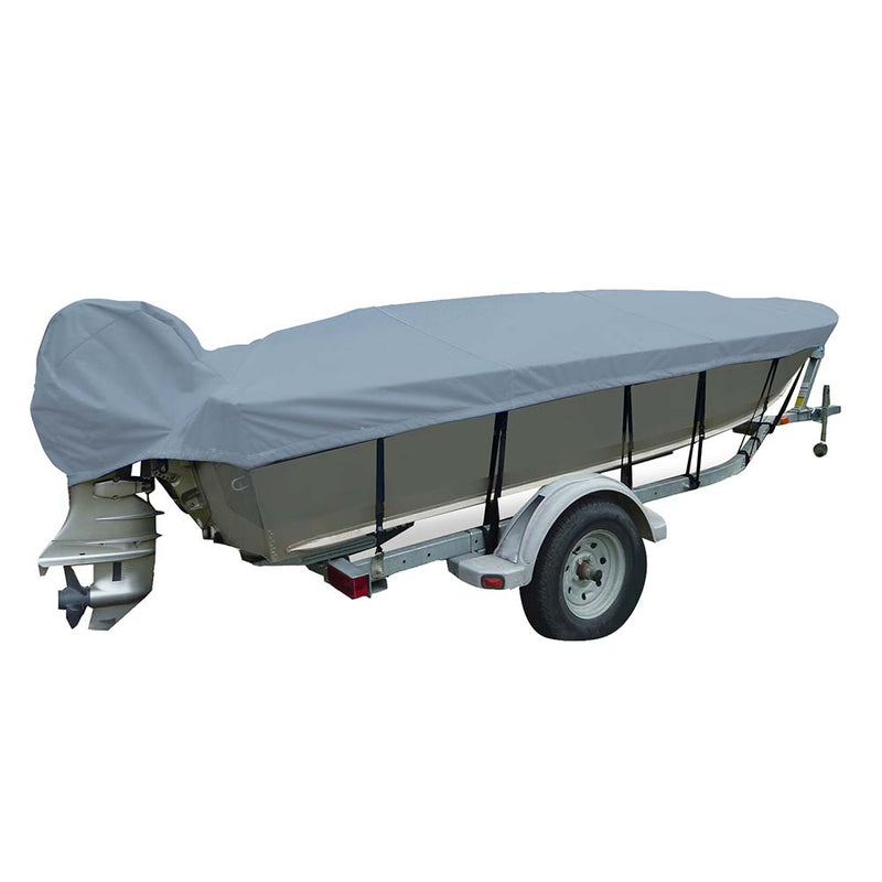 Carver Poly-Flex II Narrow Series Styled-to-Fit Boat Cover f/14.5 V-Hull Fishing Boats - Grey [70124F-10] - Houseboatparts.com