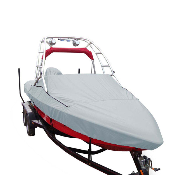 Carver Sun-DURA Specialty Boat Cover f/18.5 Sterndrive V-Hull Runabouts w/Tower - Grey [97118S-11] - Houseboatparts.com