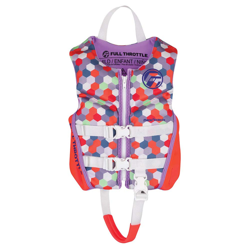 Full Throttle Child Rapid-Dry Flex-Back Life Jacket - Pink [142500-105-001-22] - Houseboatparts.com