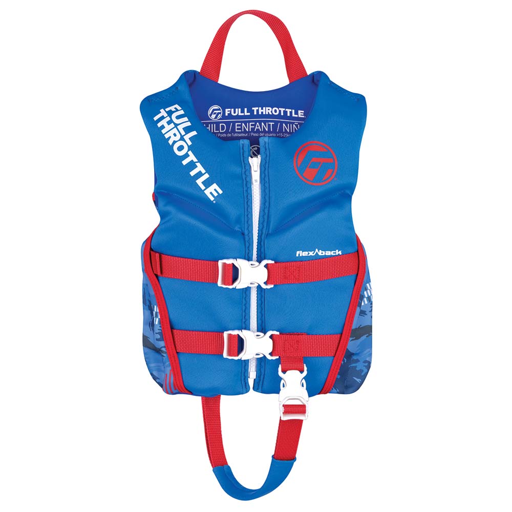 Full Throttle Child Rapid-Dry Flex-Back Life Jacket - Blue [142500-500-001-22] - Houseboatparts.com