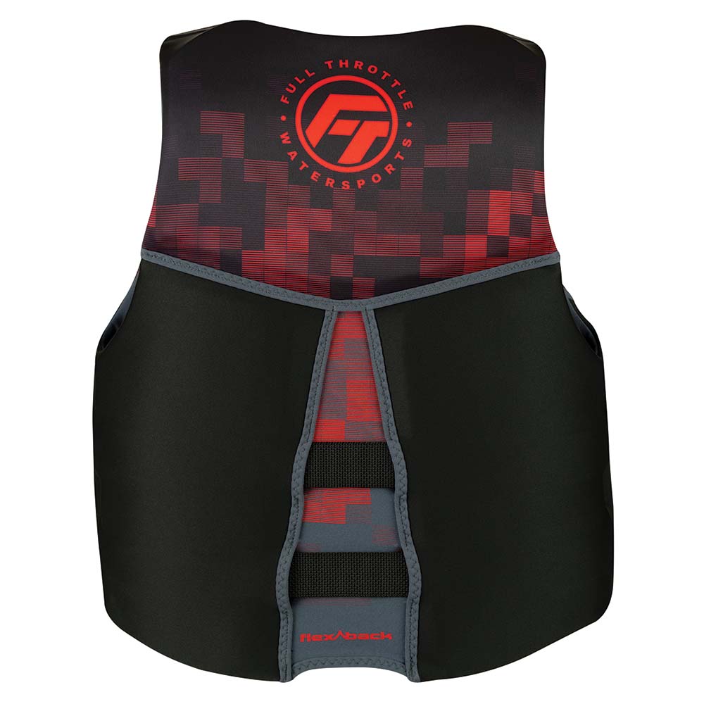 Full Throttle Mens Rapid-Dry Flex-Back Life Jacket - L - Black/Red [142500-100-040-22] - Houseboatparts.com