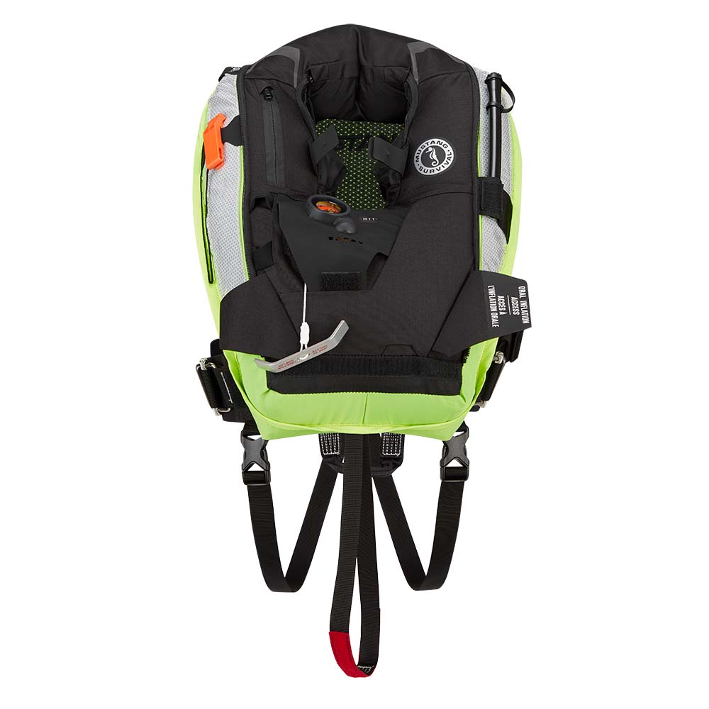 Mustang EP 38 Ocean Racing Hydrostatic Inflatable Vest - Black/Fluorescent Yellow/Green - Automatic/Manual [MD6284-263-0-202] - Houseboatparts.com