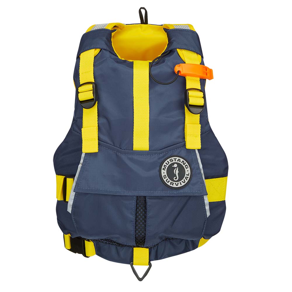 Mustang Youth Bobby Foam Vest - 55-88lbs - Yellow/Navy [MV2500-5-0-216] - Houseboatparts.com