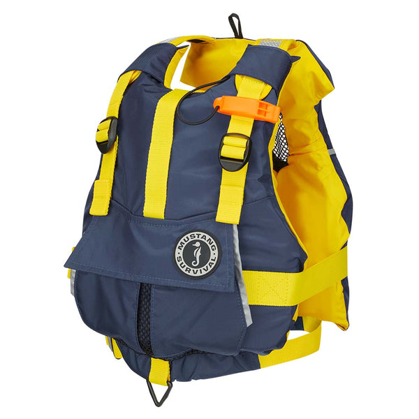 Mustang Youth Bobby Foam Vest - 55-88lbs - Yellow/Navy [MV2500-5-0-216] - Houseboatparts.com