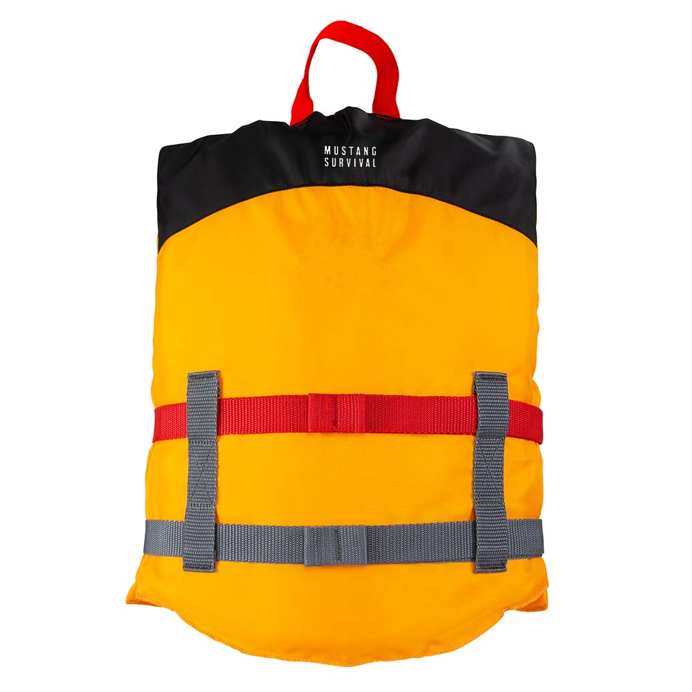 Mustang Youth Livery Foam Vest - Mango/Black - 50-90lbs [MV2300-203-0-253] - Houseboatparts.com