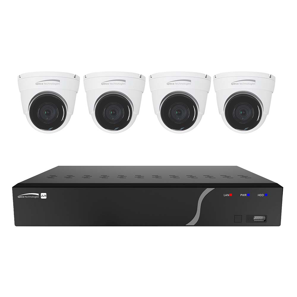 Speco 4 Channel NVR Kit w/4 Outdoor IR 5MP IP Cameras 2.8mm Fixed Lens, 1TB Kit NDAA [ZIPK4N1] - Houseboatparts.com