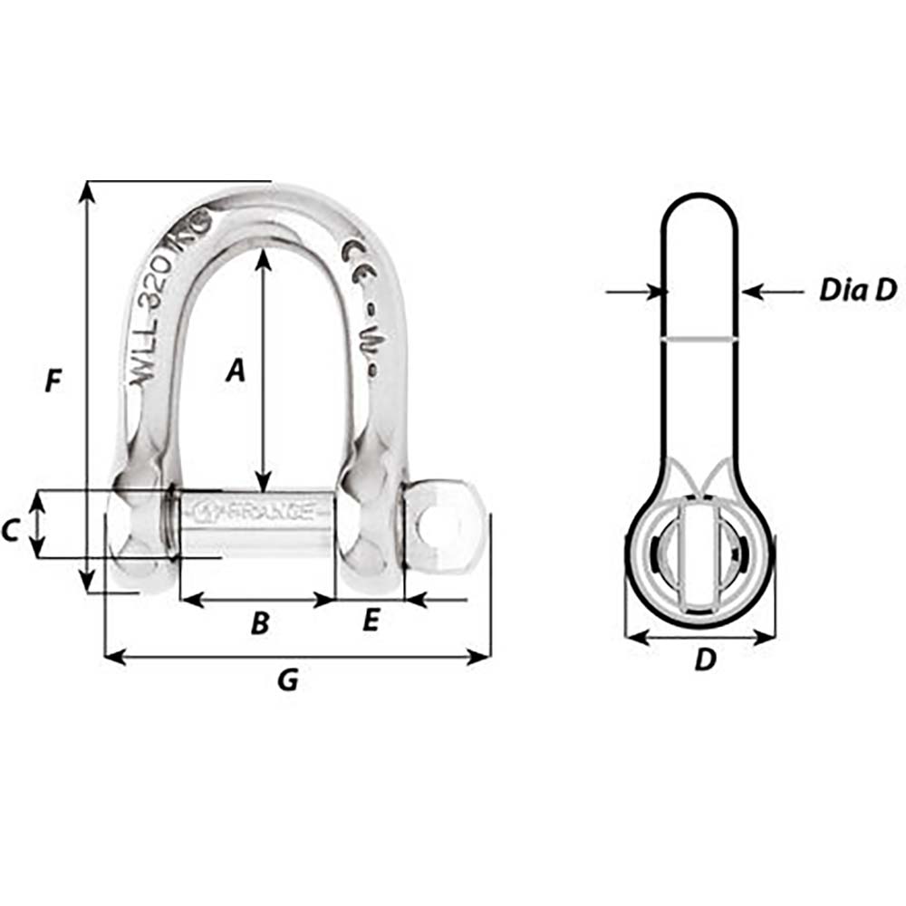 Wichard Self - Locking D Shackle - Diameter 8mm - 5/16" [01204] - Houseboatparts.com