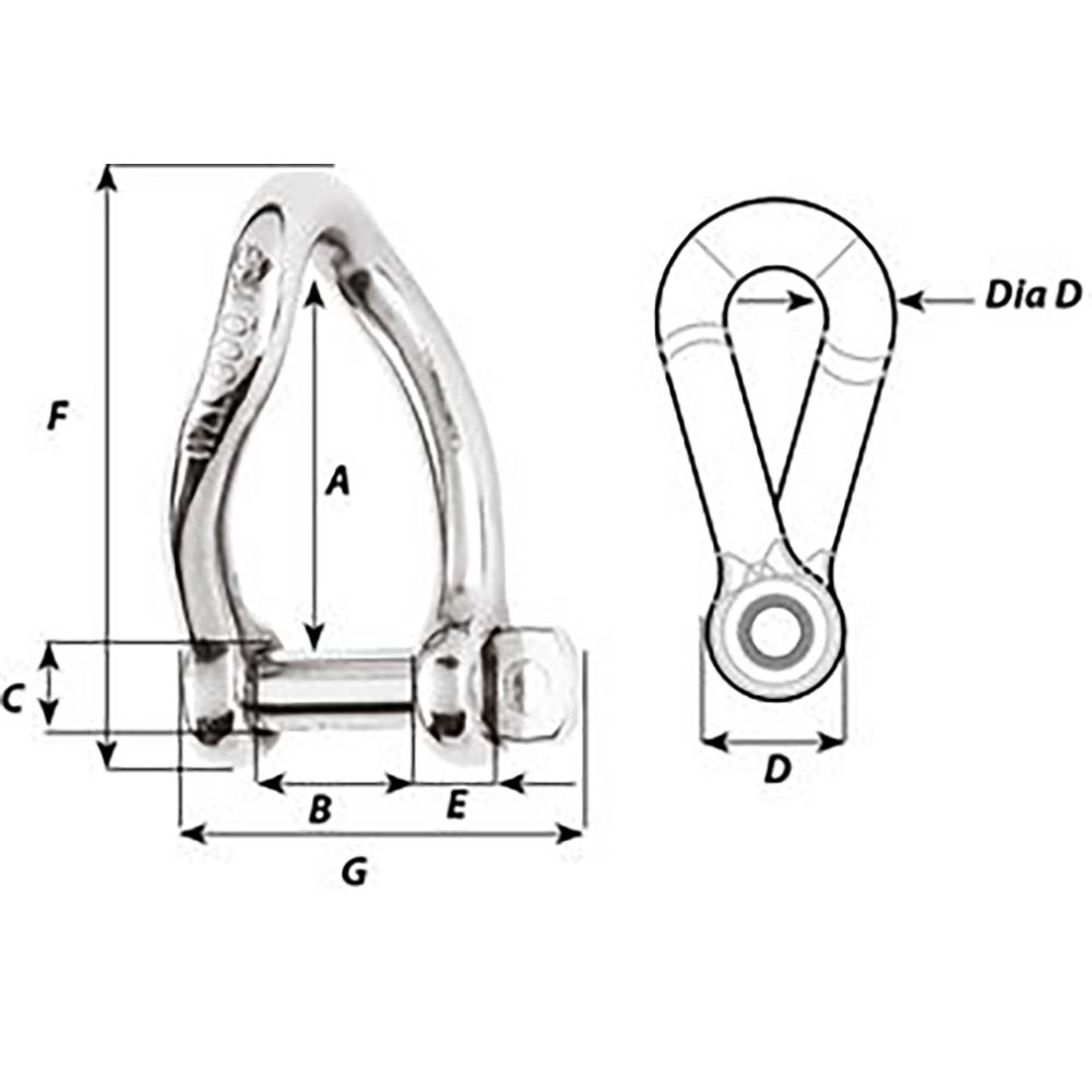 Wichard Self - Locking Twisted Shackle - Diameter 6mm - 1/4" [01223] - Houseboatparts.com
