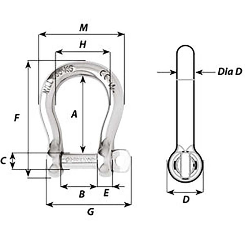 Wichard Self-Locking Bow Shackle - Diameter 4mm - 5/32" [01241] - Houseboatparts.com