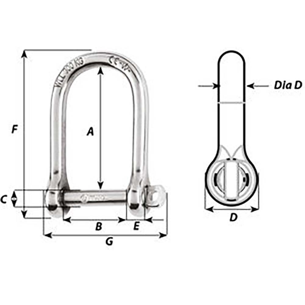 Wichard Self - Locking Large Shackle - Diameter 5mm - 3/16" [01262] - Houseboatparts.com