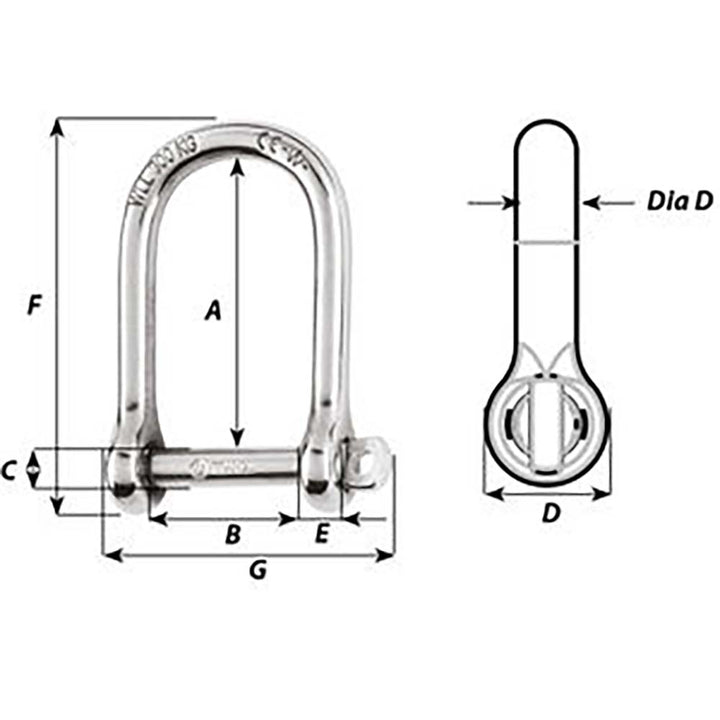 Wichard Self - Locking Large Shackle - Diameter 5mm - 3/16" [01262] - Houseboatparts.com
