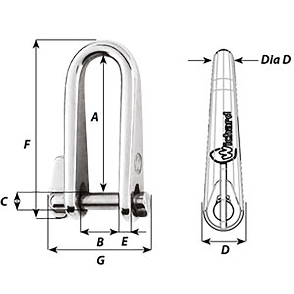 Wichard Key Pin Shackle - Diameter 6mm - 1/4" [01433] - Houseboatparts.com