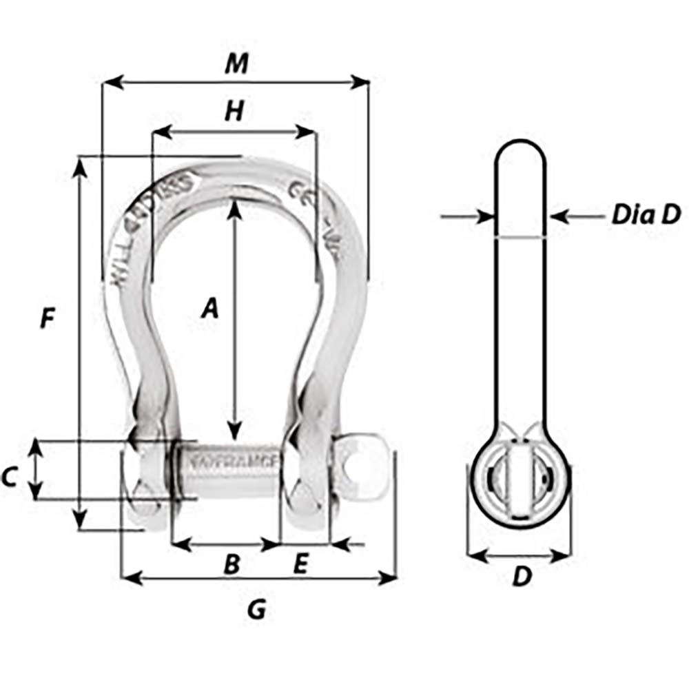 Wichard Captive Pin Bow Shackle - Diameter 4mm - 5/32" [01441] - Houseboatparts.com