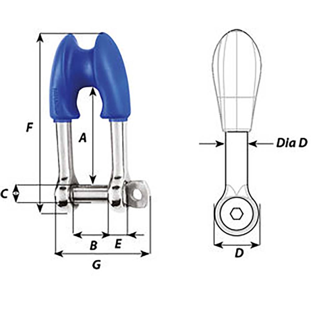 Wichard Thimble Shackle - Captive Pin - Diameter 8mm - 5/16" [01494] - Houseboatparts.com