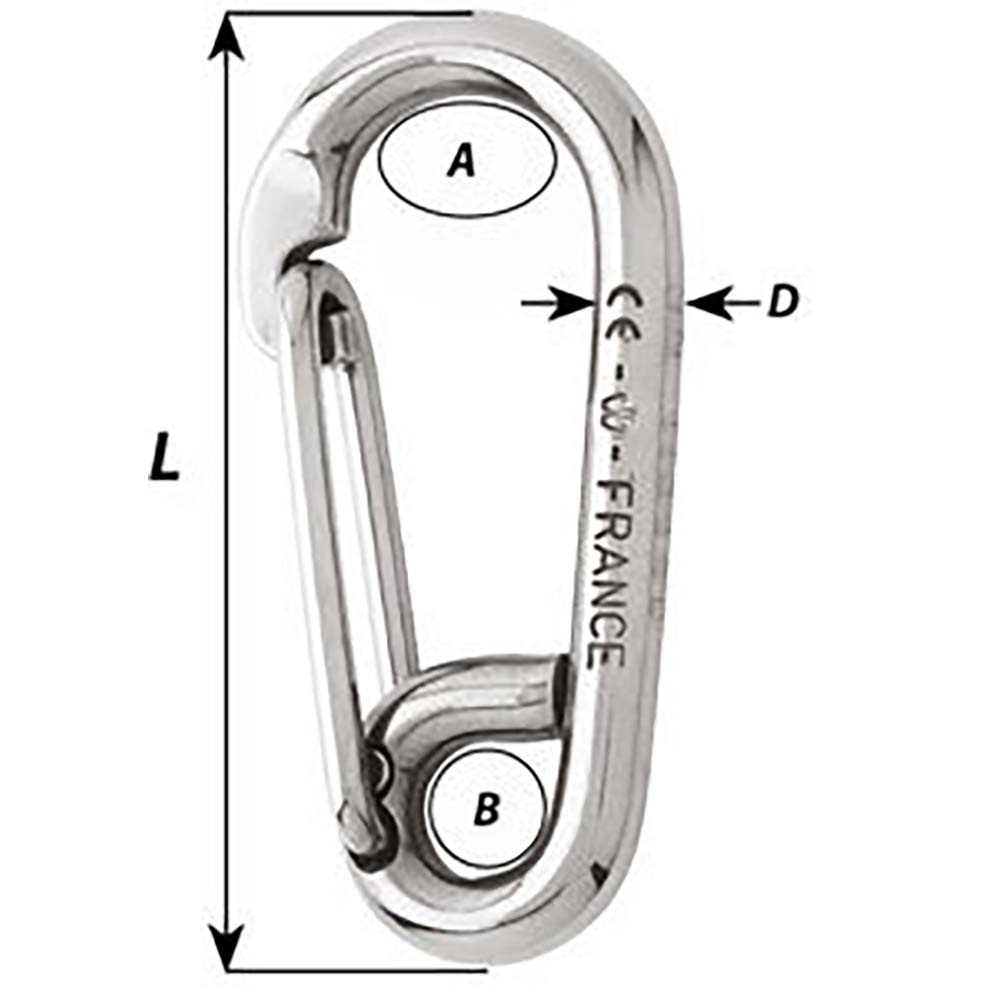 Wichard Symmetric Carbine Hook - Length 60mm - 1/4" [02313] - Houseboatparts.com