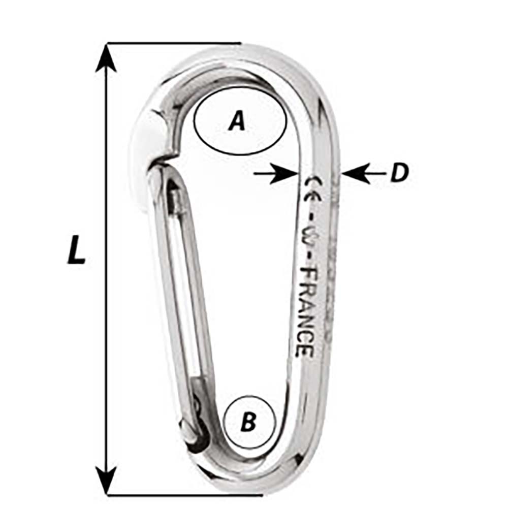 Wichard Symmetric Carbine Hook Without Eye - Length 60mm - 1/4" [02333] - Houseboatparts.com