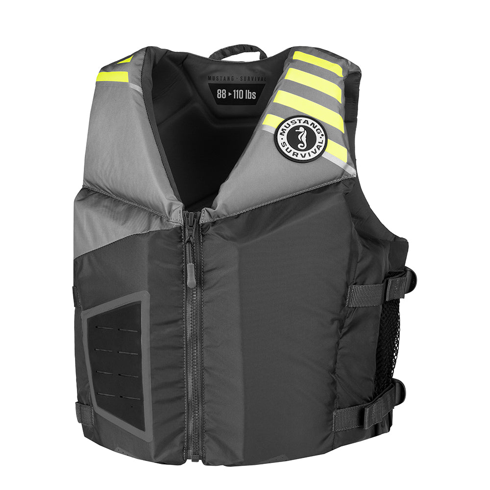 Mustang Rev Young Adult Foam Vest - Grey/Light, Grey-Fluorescent Yellow/Green [MV3600-270-0-206] - Houseboatparts.com