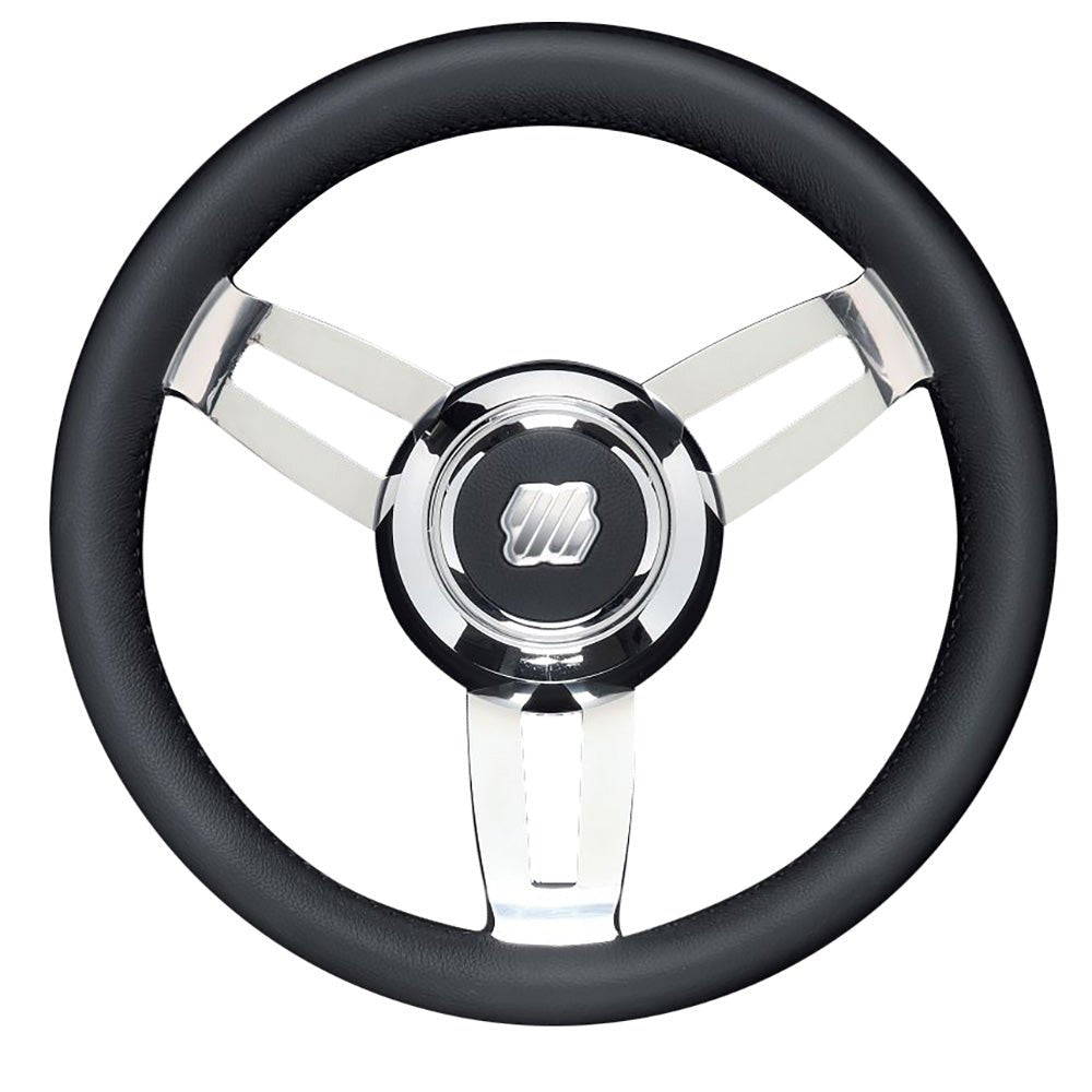Uflex Morosini 13.8" Steering Wheel - Black Polyurethane w/Stainless Steel Spokes Chrome Hub [MOROSINI U/CH/B] - Houseboatparts.com