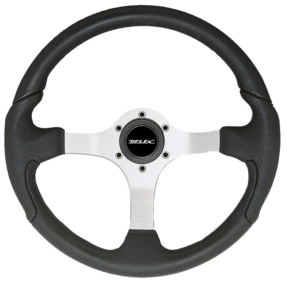Uflex Nisida Steering Wheel 13.8" - Black Polyurethane Grip w/Black Aluminum Spokes [NISIDA - B/B] - Houseboatparts.com