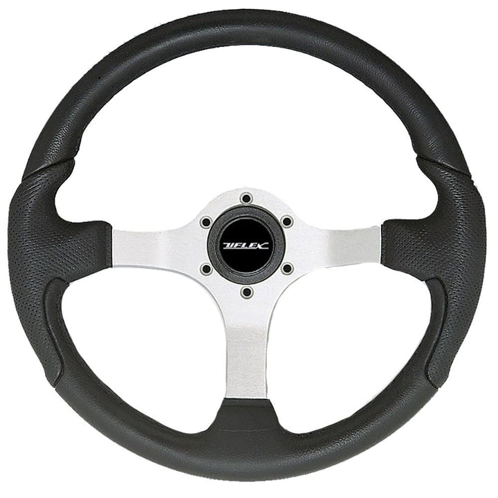 Uflex Nisida Steering Wheel 13.8" - Black Polyurethane Grip w/Black Aluminum Spokes [NISIDA - B/B] - Houseboatparts.com