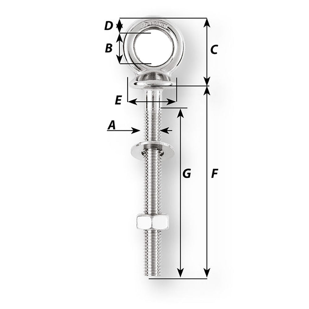Wichard Eye Bolt - Diameter 15/32" - Length 1 - 9/16" [06490] - Houseboatparts.com