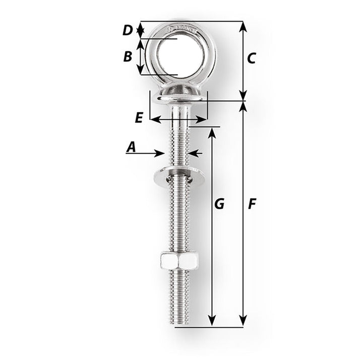 Wichard Eye Bolt - Diameter 15/32" - Length 1 - 9/16" [06490] - Houseboatparts.com