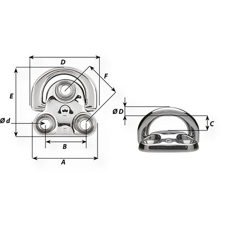 Wichard Folding Pad Eye - Diameter 5/16" [06605] - Houseboatparts.com
