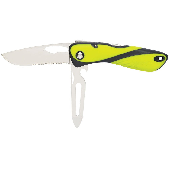 Wichard Offshore Knife - Serrated Blade - Shackler/Spike - Fluorescent [10122] - Houseboatparts.com
