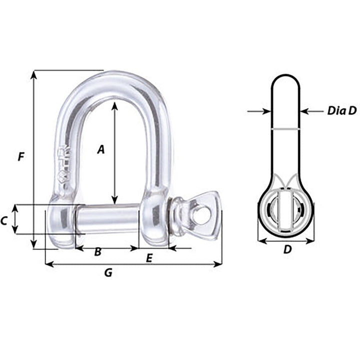 Wichard HR D Shackle - Diameter 25/64" [11205] - Houseboatparts.com