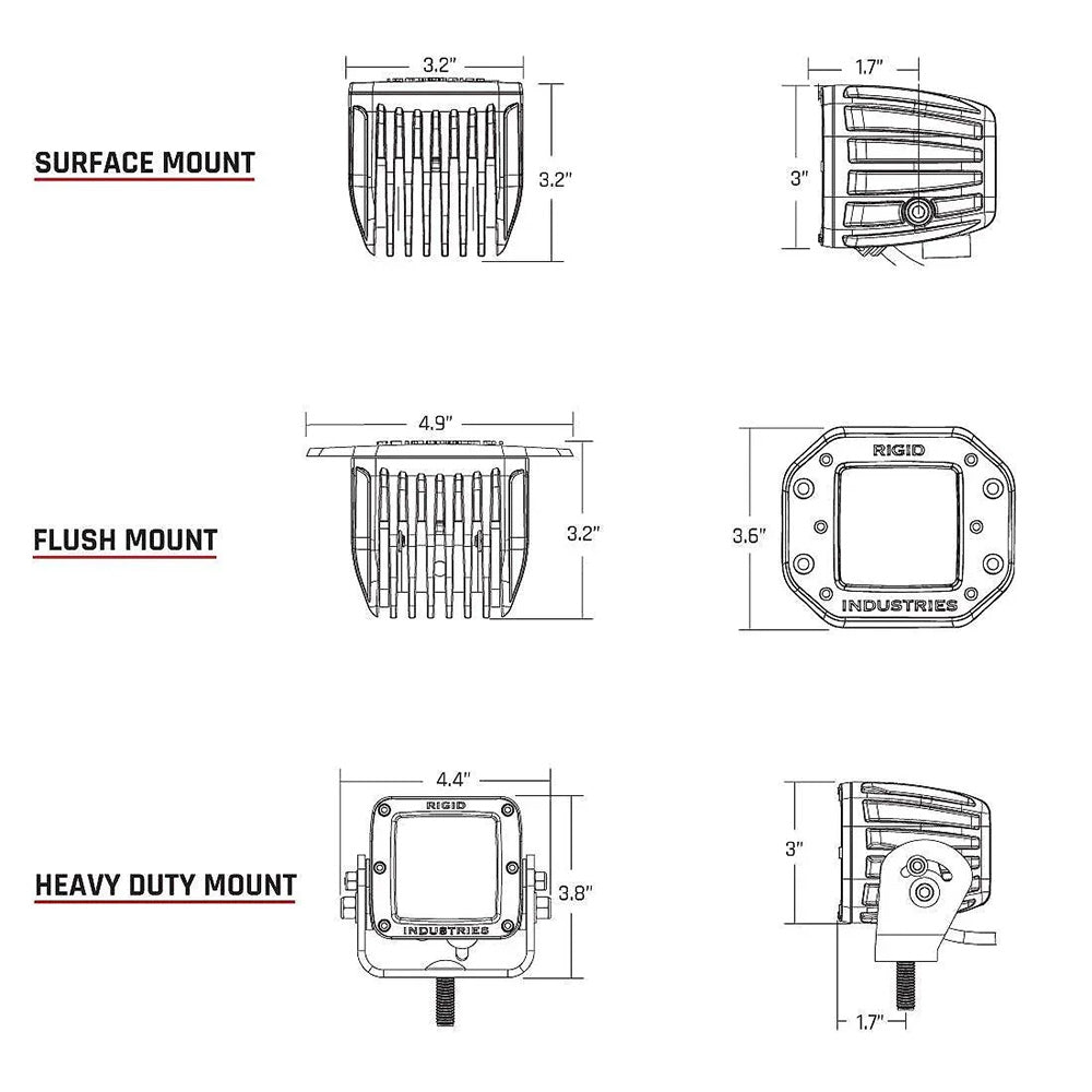 RIGID Industries D-Series PRO Flood Diffused Surface Mount Black Light - Pair [202513] - Houseboatparts.com