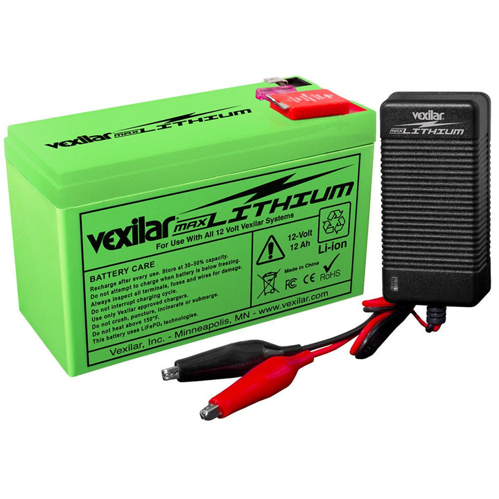 Vexilar 12V - 12 AH MAX Lithium Battery w/V - 420L Rapid Charger [V - 220L] - Houseboatparts.com
