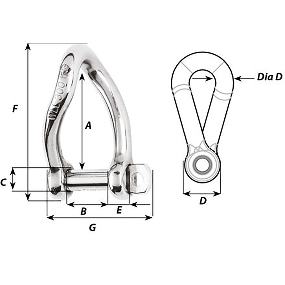 Wichard Self - Locking Twisted Shackle - 10mm Diameter - 13/32" [01225] - Houseboatparts.com