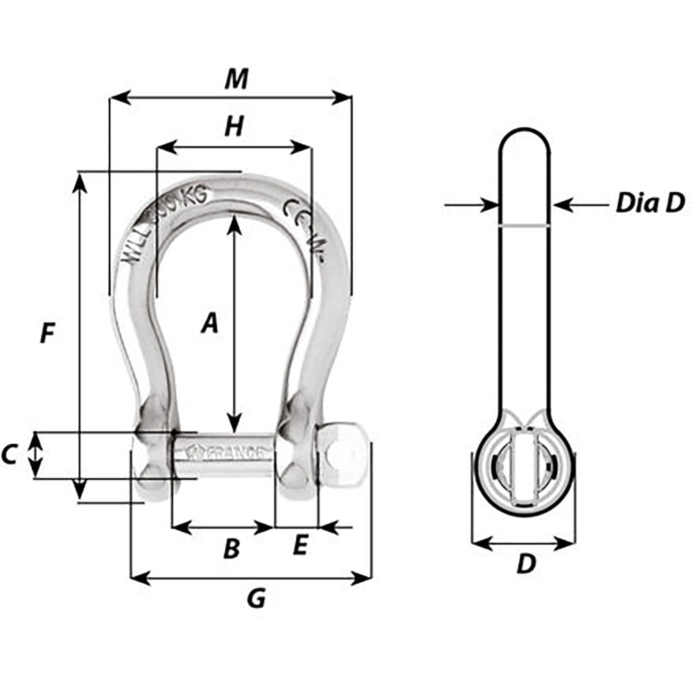 Wichard Not Self - Locking Bow Shackle - 20mm Diameter - 25/32" [01248] - Houseboatparts.com