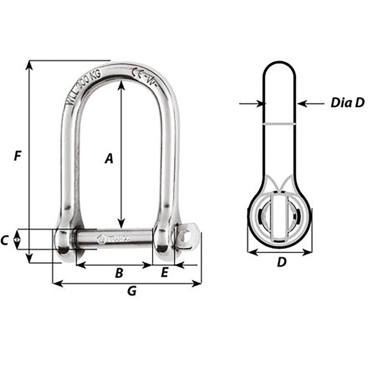 Wichard Self - Locking Large Opening Shackle - 6mm Diameter - 1/4" [01263] - Houseboatparts.com