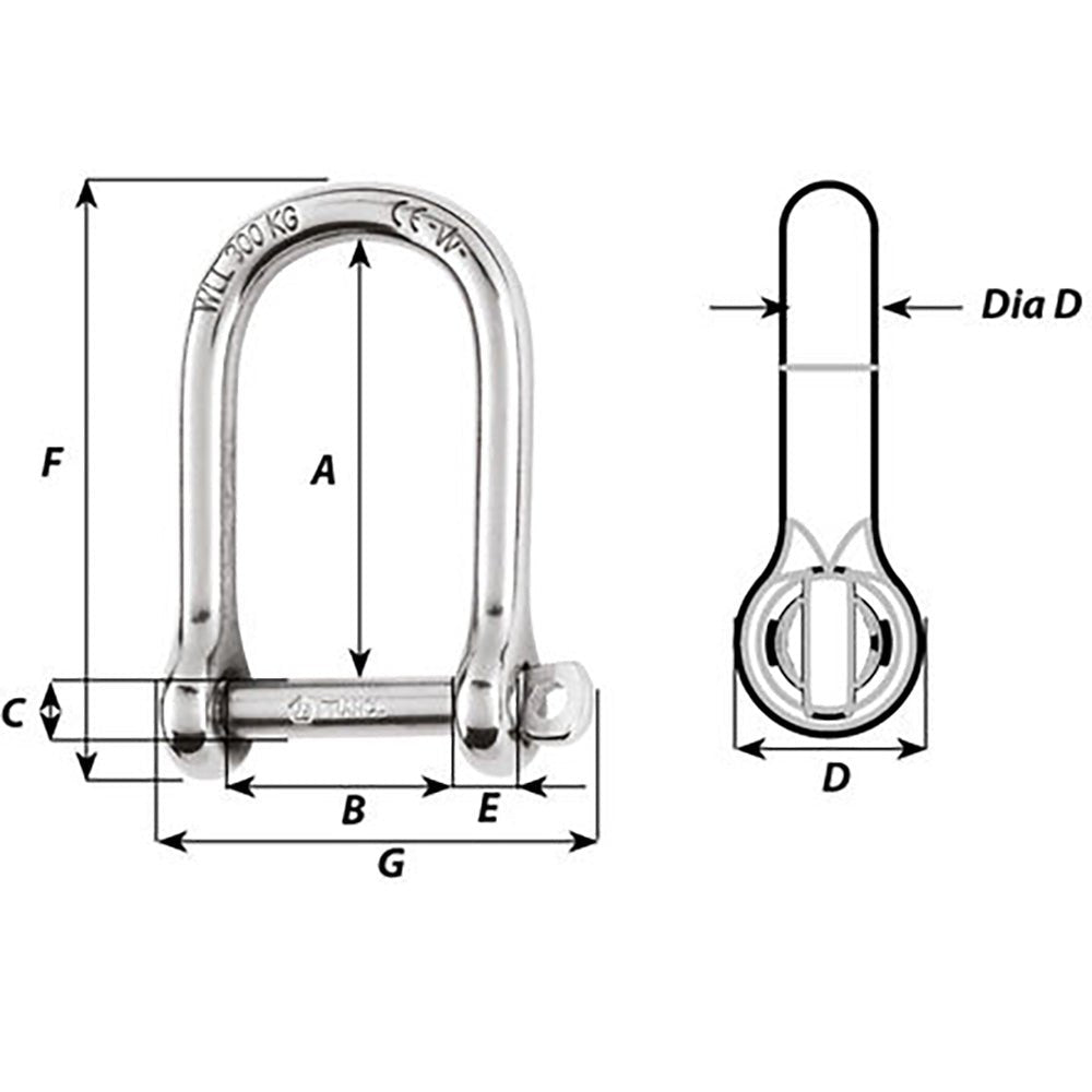 Wichard Self - Locking Large Opening Shackle - 10mm Diameter - 13/32" [01265] - Houseboatparts.com