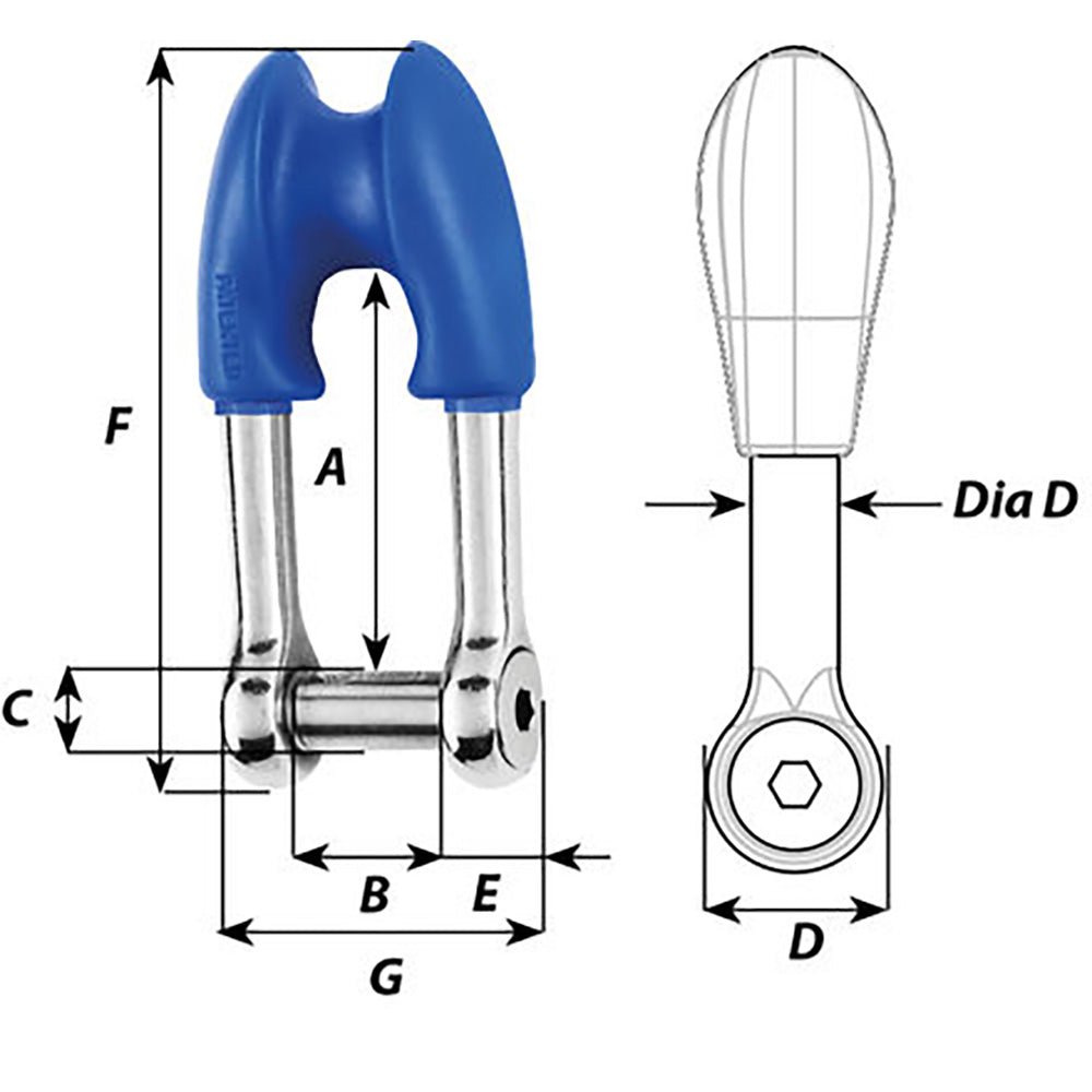 Wichard Thimble Shackle - Allen Head Pin - 8mm Diameter - 5/16" [01394] - Houseboatparts.com