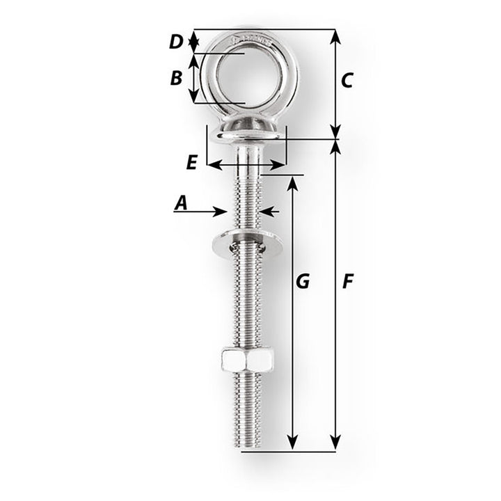 Wichard Eye Bolt - M10 x 150mm - Length 100mm [06495] - Houseboatparts.com