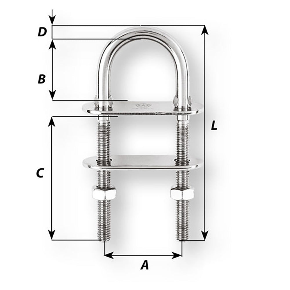 Wichard U - Bolt Pad Eye - 10mm Diameter - 25/64" - 110mm Length - 4 - 21/64" [06525] - Houseboatparts.com
