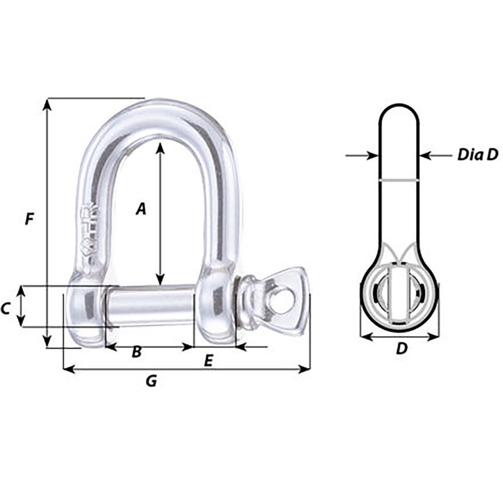 Wichard HR D Shackle - 16mm Diameter - 5/8" [11208] - Houseboatparts.com