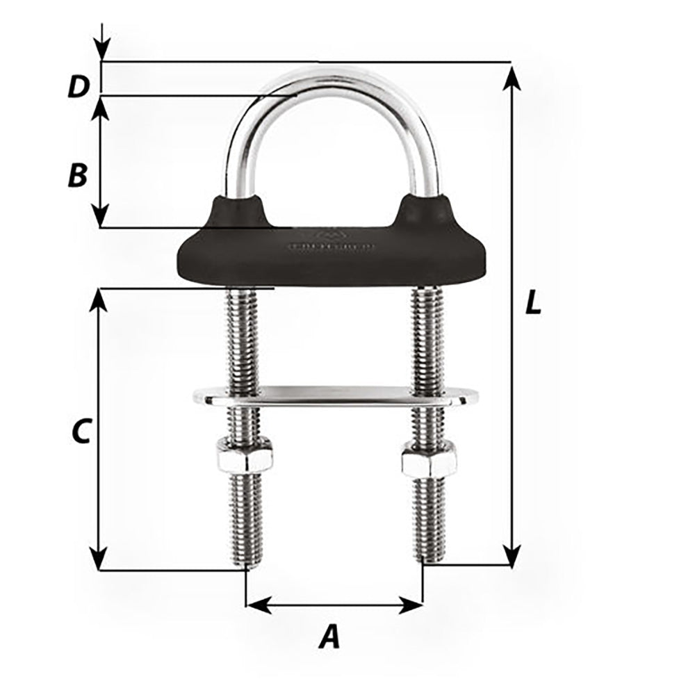 Wichard Black Watertight U - Bolt - 10mm Diameter - 25/64" - 90mm Length - 3 - 35/64" [65351] - Houseboatparts.com